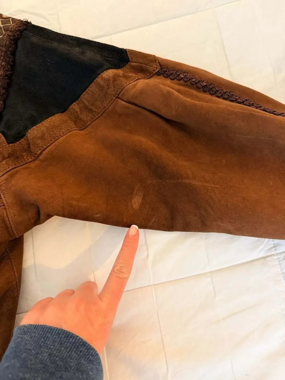 Vintage Winlit Genuine Leather Suede Southwestern Bomber Jacket Brown - Picture 4 of 14